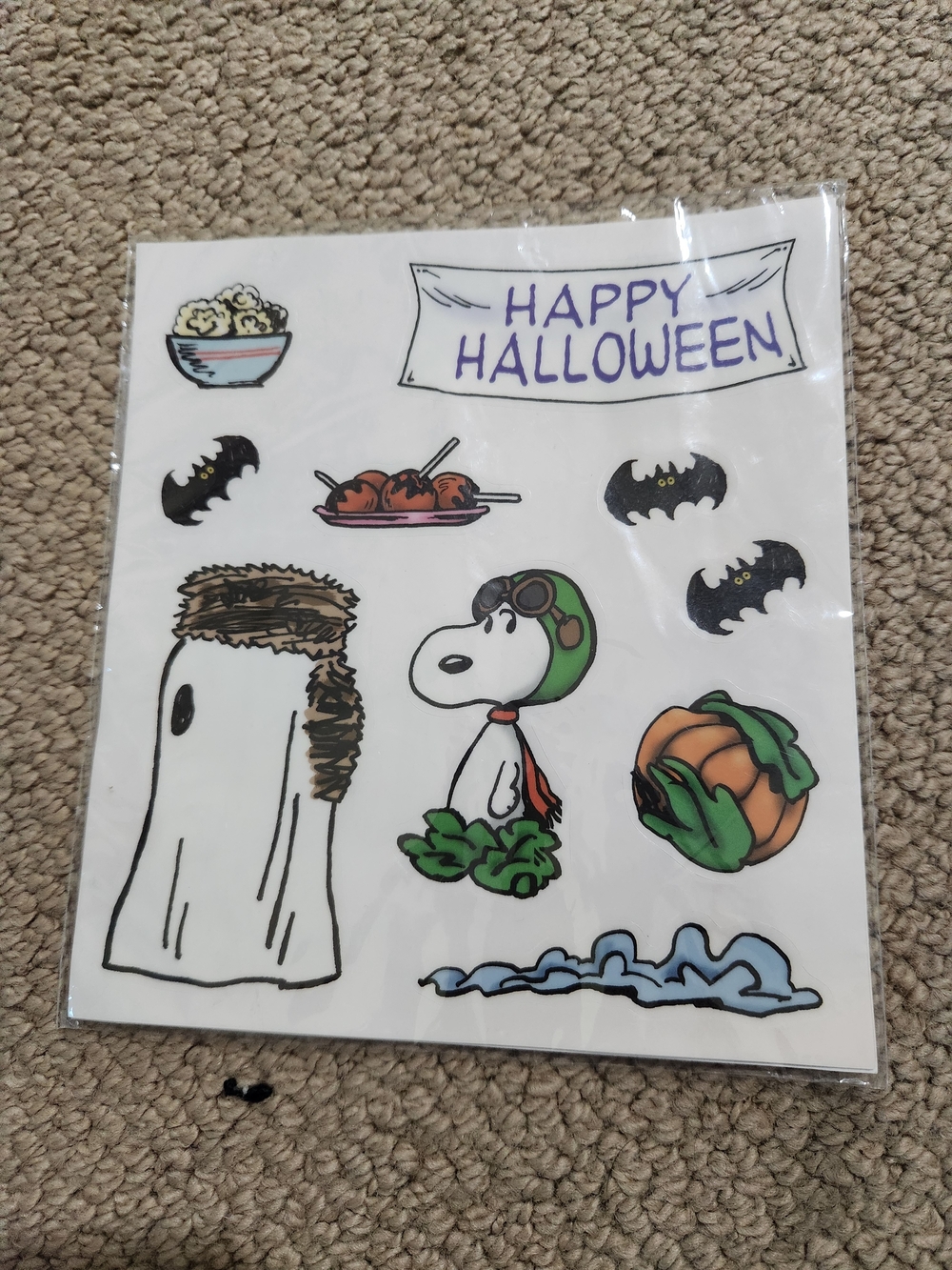 Brand New Package of Halloween Snoopy Window Clings